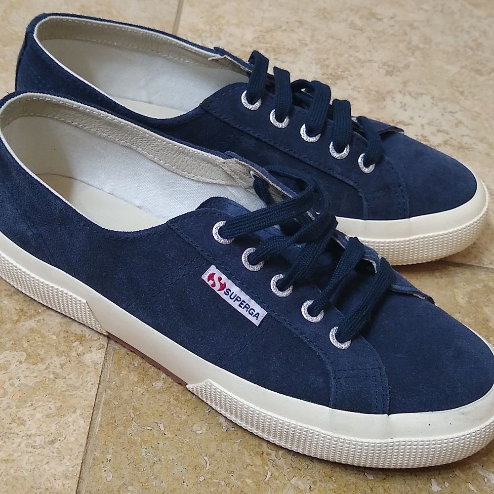 NWOT, Superga Navy Suede Sneakers - Picture 6 of 6